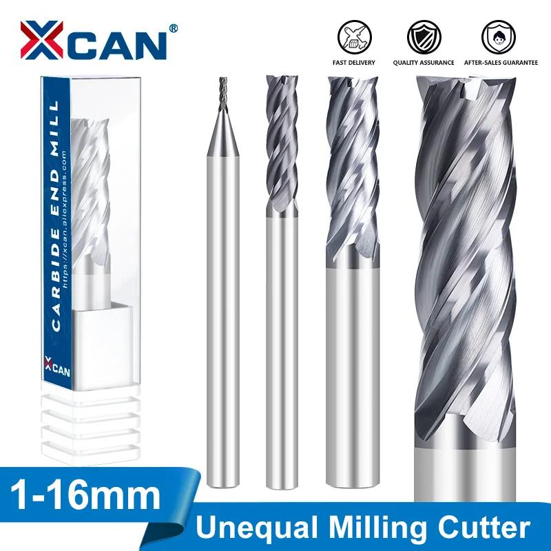 XCAN Carbide Endmill 4 Flute Milling CutterUnequally Spaced Teeth HRC 55 CNC Router Bit CNC Milling Tool